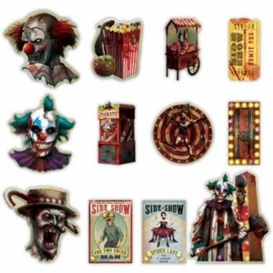 Creepy Carnival Side Show Cardboard Cutouts Value Pack Halloween Decorations - Picture 1 of 1
