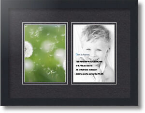 ArtToFrames Collage Mat Picture Photo Frame 2 5x7" Openings in Satin Black 35