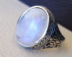 Rainbow Moonstone Rings 925 Sterling Silver Turkish Handmade Mens Jewelry MR#277 - Picture 1 of 3