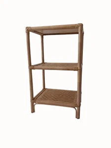 Comodino vimini in rattan naturale ecosostenibile 3 ripiani Cm 45x35x76 H - Foto 1 di 5