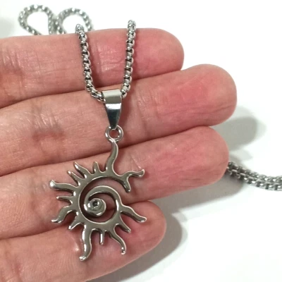 Hip Hop Men's Pendant Necklace Rolo Brass Plated Silver One Size - Image 1 of 4