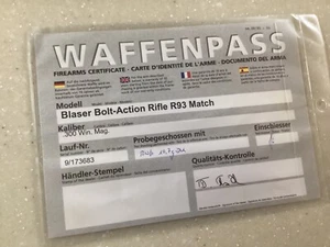 Blaser R93 Garantiekarte 300 Win Mag - Bild 1 von 1