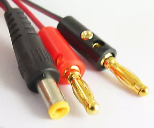 1pc 30cm/1ft Gold Plated 4mm Banana Plug to 2.1x5.5mm DC Male DC Power Cable - Picture 1 of 5