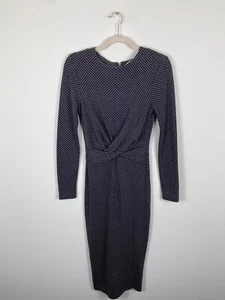 Whistles Blue & Cream Diamond Pattern Stretch Bodycon Wiggle Dress Size 8 UK - Picture 1 of 24