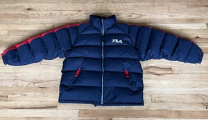 Piumino uomo FILA puffer vintage piumino grande blu/rosso Y2K - Foto 1 di 11