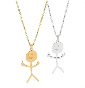 Divertido Collar Doodle Sonriente Dedo Medio Fósforo Collares Collares Collares Regalos - Imagen 1 de 18