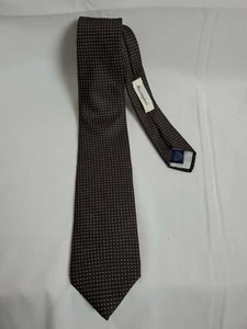 Cravatta Givenchy Gentleman Paris marrone a pois 100% seta Italia 3,25" L 56"L - Foto 1 di 4