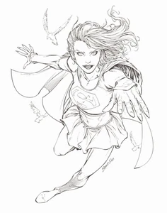 Arte de cómic original pinup de Brandon Peterson Supergirl - Imagen 1 de 1