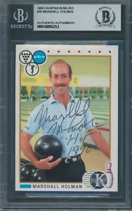 1990 Kingpins Bowling #35 Marshall Holman firmato RC Beckett autentico auto BAS - Foto 1 di 2