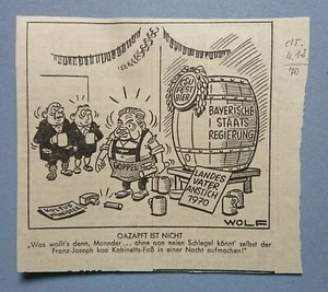 Old Display Tageblatt Coburg 04.12.70 Political Satire Politics Economy Wolf - Picture 1 of 2