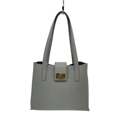 FURLA Tote Bag Leather Blue 1927 Authentic Women D:4.33” H:8.86” W:10.63” 1606 - Image 1 of 4