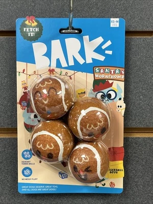 Bark Box Holiday Santa’s Workchomp Gingerball Boys Dog Squeaky Tennis Balls Toy  - Image 1 of 4
