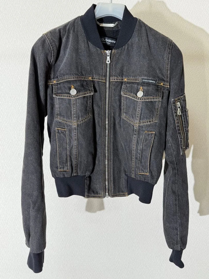 Dolce & Gabbana D&G Denim MA-1 Chaqueta Militar Blusa Abrigo Mujer Talla 36 Índigo Foto 1 de 4