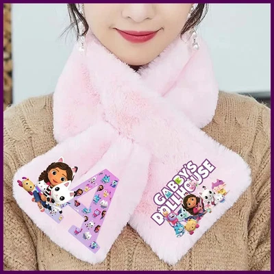 Bufanda de felpa Gabby Dollhouses niñas niño invierno cálido dibujos animados carta de anime Foto 1 de 4
