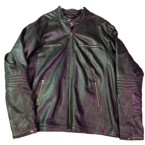 Hervorragende Leder Motorrad Jacke Herren 2XL Big & Tall Schwarz Full Zip Polsterung - Bild 1 von 23