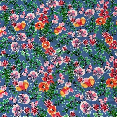 David Textiles Floral Fabric 4 Yards Blue Pink Spring Cotton Quilting Crafts - Image 1 of 4