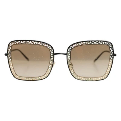 DOLCE & GABBANA Sunglasses DG2225 Black Gold Lace Frame Brown Gradient RRP $360 - Image 1 of 4