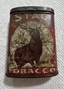 VINTAGE ADVERTISING STAG SMALL OVAL POCKET POCKET TIN  661-Q - Picture 1 of 9
