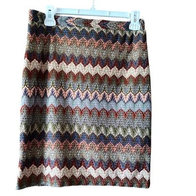 Melissa Paige Skirt S Small Multicolor Chevron Knit Pencil Career Casual Foto 1 de 4
