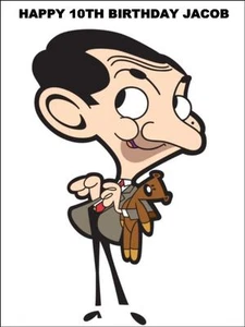  A4 MR BEAN CARTOON FUN EDIBLE ICING BIRTHDAY CAKE TOPPER - Picture 1 of 1