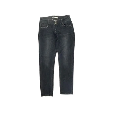 Pantalones de mezclilla para mujer INK ajustados con detalle de bolsillo de cadena talla 9 azul lavado oscuro Foto 1 de 3