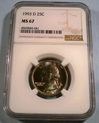 1993-P NGC MS67 WASHINGTON QUARTER 25c MS 67 - Image 1 of 4