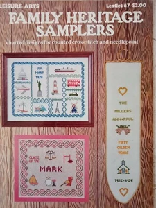Leisure Arts Needlework Design Color Chart Family Heritage Samplers VTG 1976 70s - Bild 1 von 12
