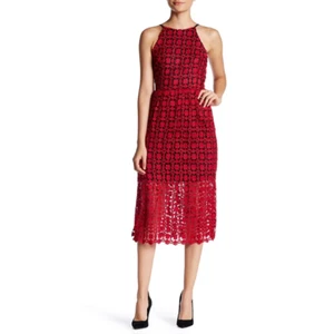 Romeo & Juliet Couture Small Red Lace Midi Dress - Picture 1 of 5