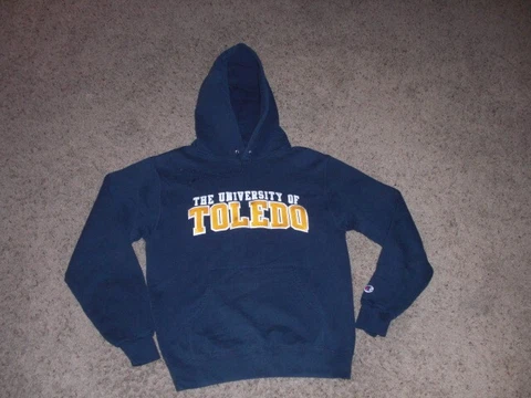 UNIVERSITY OF TOLEDO embroidered blue CHAMPION Hoodie Sweatshirt Women's Small Cover