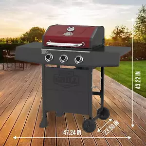 Outdoor BBQ Expert Grill 3 Burner Propane Gas Grill in Red, 30,000 total BTUs - Picture 1 of 13
