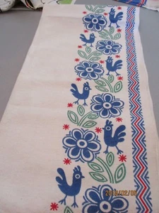  Vintage Handtuch F rot grün blau Mod Huhn nie benutzt Maße 32" x 17,5 - Bild 1 von 1