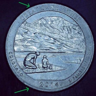 2014 D Quarter error misaligned die. Great Sand Dunes.  - Image 1 of 4