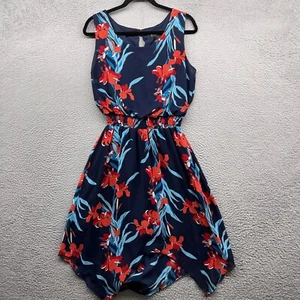 Enfocus Studio Women Dress Blue Floral Sleeveless Scoop Neck Elastic Size S - Picture 1 of 11