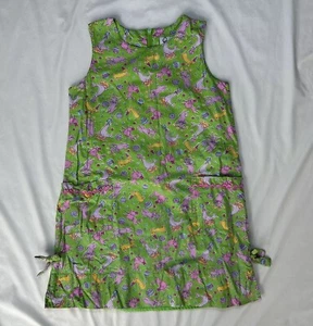 LILY PULITZER Dress Girls 7 Dogs Poodle Seal Sleeveless Shift Lime Green Pink - Picture 1 of 11