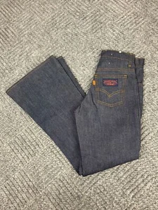 Vintage 70s Levis Husky Bell Bottom Hardware Jeans Boys 24x27 Dark Wash NOS - Picture 1 of 16
