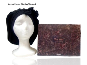 Double Layer Silk Hair Bonnet Black Satin Sleeping Cap- Adjustable 24" Tie Bands - Picture 1 of 13