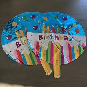 Happy Birthday 17” Circle Mylar Balloons 2 Count Two Sided Party Decorations - Picture 1 of 1