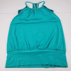 Lululemon Tank Top Women 4 Sea Green Built-in-Bra Stretch Racerback Workout Top - Picture 1 of 14