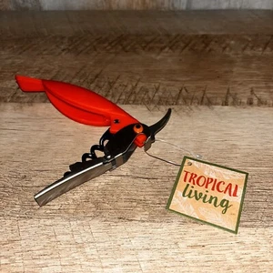 ⭐️ DEI Tropical Parrot Bird Corkscrew Wine Bottle Opener Colorful Bar Ware NEW - Picture 1 of 4