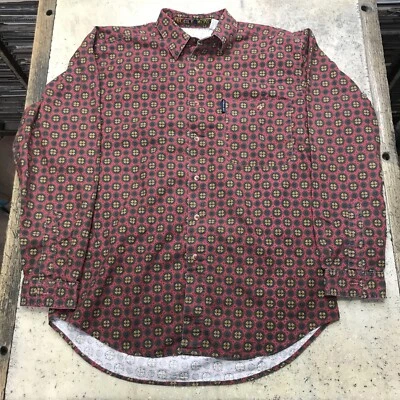 Bugle Boy Button-Down Long Sleeve Shirt Men Cotton Collared Size M Red Fast Ship - Image 1 of 4