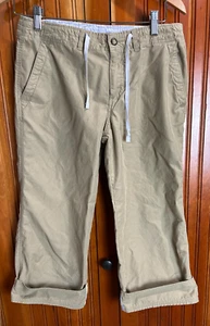 Horny Toad SZ 4 Khaki Tan Crop Capri Length Wide Straight Leg Casual Pants Women - Picture 1 of 12