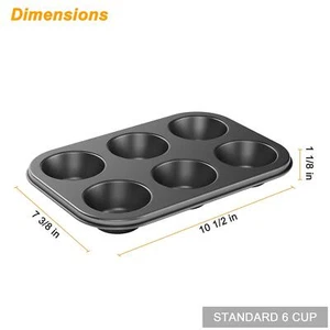 2 Pack Nonstick Muffin Pan Carbon Steel Cupcake Pan 6 Cup Easy To Clean And For - Picture 1 of 5