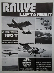 5/1978 PUB SOCATA AEROSPATIALE RALLYE 180T AVION FLUGZEUG ORIGINAL GERMAN AD - Picture 1 of 1