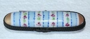pretty probably limoges pill trinket box metal mounts hand painted decoration - Picture 1 of 5