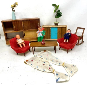 Puppenstube Puppenmöbel Puppe Konvolut Sessel Tisch Schrank DDR 1960er J. /P1011 - Bild 1 von 8