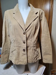 Blazer Corduroy Jacket Womens Beige Size XL St. John Bay Stretch - Picture 1 of 12