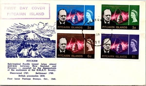 1966 British Pitcairn Island Sir Winston Churchill Stamps FDC First Day Cover - Picture 1 of 2
