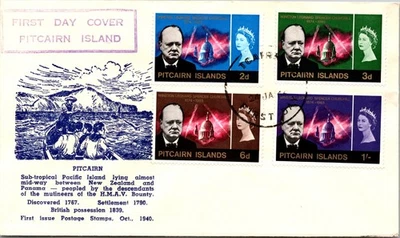 1966 British Pitcairn Island Sir Winston Churchill Stamps FDC First Day Cover - Image 1 of 2