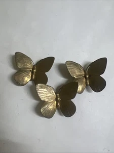 3 Vintage Brass Butterflies Free Standing Mid Century Butterfly - Picture 1 of 7