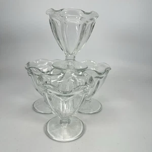 Libbey Glass 4” Footed Tulip Ice Cream Parfait Sundae Glasses Set of 4 - Picture 1 of 7